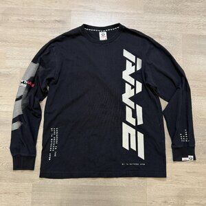 AAPE by A Bathing Ape Black Printed Long Sleeve T-Shirt Black Mens XL Graphi